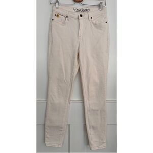 Skinny, White, High Waisted Yoga Jeans with Stretch Size 28